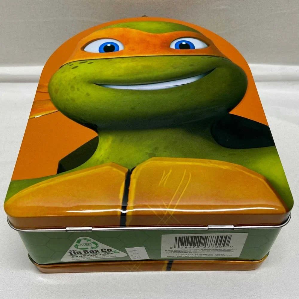 TMNT Teenage Mutant Ninja Turtles Tin Box/Lunchbox W/ Handle-Michaelangelo MIKEY
